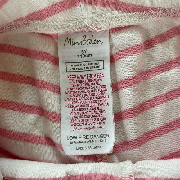 Mini Boden Red/ Pink and White Striped Short John’s Pajama Set Size 6 - Picture 3 of 7